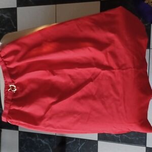 New Attitude Vintage red straight skirt size 14, NWT, elastic waist, belt
